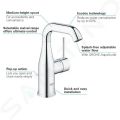Grohe Essence Umvadlov batria s vpustom, chrm