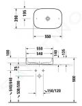 Duravit Zencha Umvadlo na dosku, 55x39 cm, bez prepadu, DuraCeram, WonderGliss, biela