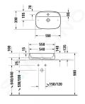 Duravit Zencha Umvadlo na dosku, 55x39 cm, bez prepadu, otvor na batriu, DuraCeram, WonderGliss, matn biela