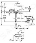 Grohe BauEdge Pkov umvadlov batria s vpusou, vekos M, chrm