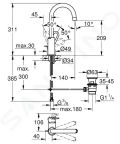 Grohe BauLoop Umvadlov batria s vpustom a otonm vtokom, chrm