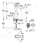 Grohe Start Edge Umvadlov batria s vpustom Push-Open, chrm