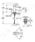 Grohe Lineare Pkov umvadlov batria XS, chrm