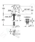 Grohe Essence Pkov umvadlov batria s vpustom, chrm