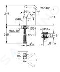 Grohe Essence New Umvadlov batria s vpustom Push-Open, chrm