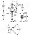 Grohe Eurosmart Cosmopolitan Umvadlov batria s vpustom Push-Open, chrm