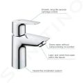 Grohe Start Edge Umvadlov batria s vpustom Push-Open, chrm