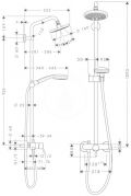 Hansgrohe Croma 160 Sprchov set Showerpipe s pkovou batriou, chrm