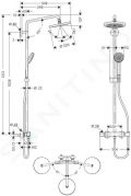 Hansgrohe Croma 220 Sprchov set Showerpipe s termostatom, 220 mm, 4 prdy, chrm