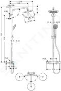 Hansgrohe Croma 220 Sprchov set Showerpipe s termostatom, 22 cm, 4 prdy, chrm