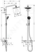 Hansgrohe Croma 220 Sprchov set Showerpipe s termostatom, 22 cm, 4 prdy, EcoSmart 9 l/min, chrm