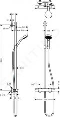 Hansgrohe Croma Select S Sprchov set SemiPipe Multi s termostatom, biela/chrm