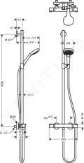 Hansgrohe Croma Select E Sprchov set SemiPipe Multi s termostatom, biela/chrm