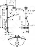 Hansgrohe Croma Select S Sprchov sprava Showerpipe 180 s termostatom, 2 prdy, biela/chrm