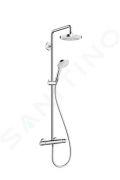 Hansgrohe Croma Select E Sprchov sprava Showerpipe 180 s termostatom, 2 prdy, EcoSmart 9 l/min, biela/chrm