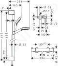Hansgrohe Crometta Sprchov set Vario s termostatom Ecostat 1001 CL, 2 prdy, biela/chrm