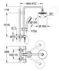 Grohe Tempesta Cosmopolitan Sprchov set s termostatom, 160 mm, 2 prdy, chrm