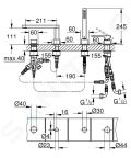 Grohe Plus Batria na okraj vane, 4-otvorov intalcia, kefovan Hard Graphite