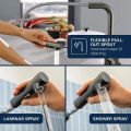 Grohe Essence P�kov� drezov� bat�ria s v�suvnou sp��kou, kefovan� tmav� grafit
