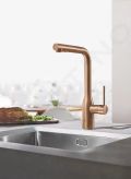 Grohe Essence Pkov drezov batria s vsuvnou spkou, kefovan Warm Sunset