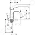 Hansgrohe Metris New Pkov umvadlov batria 110 s odtokovou spravou s ahadlom k beztlakovm ohrievaom vody, chrm