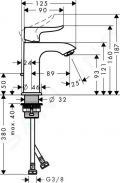 Hansgrohe Metris New Umvadlov batria s vpustom, chrm