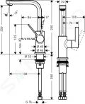 Hansgrohe Metris S Umvadlov batria s otonm vtokom a vpustom Push-Open, chrm