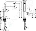 Hansgrohe Metris New Pkov umvadlov batria 230 s odtokovou spravou Push-Open, chrm