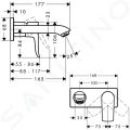 Hansgrohe Metris New Umvadlov pkov batria LowFlow 3,5 l/min pod omietku, chrm