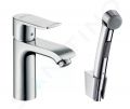 Hansgrohe Metris New Umvadlov batria s runou sprchou Bidette, s vpusou, chrm