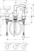 Hansgrohe Metropol Classic Trojotvorov umvadlov batria 110 s rukovou v tvare kra, s odtokovou spravou s ahadlom, chrm