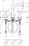 Hansgrohe Metropol Classic Trojotvorov umvadlov batria 160 s rukovou v tvare kra, s odtokovou spravou s ahadlom, chrm