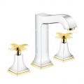 Hansgrohe Metropol Classic Trojotvorov umvadlov batria 160 s rukovou v tvare kra, s odtokovou spravou s ahadlom, chrm/vzhad zlata
