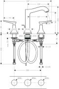 Hansgrohe Metropol Classic Trojotvorov umvadlov batria 160 s pkovou rukovou, s odtokovou spravou s ahadlom, chrm