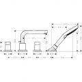 Hansgrohe Metris S tvorotvorov vaov batria na okraj vane s vtokom, 171 mm, chrm