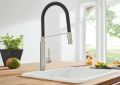 Grohe Concetto Drezov batria s flexibilnm ramenom a prepnaom, supersteel