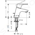 Hansgrohe Focus E2 Umvadlov batria s vpustom, CoolStart, chrm