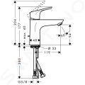 Hansgrohe Focus E2 Umvadlov batria s vpustom, LowFlow 3,5 l/min, chrm