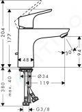 Hansgrohe Focus E2 Umvadlov batria s vpustom, chrm