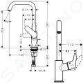 Hansgrohe Focus E2 Pkov umvadlov batria 240, s otonm vtokom a vpusou, chrm