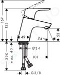 Hansgrohe Focus E2 Umvadlov batria, chrm