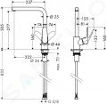 Hansgrohe Focus M41 Pkov drezov batria 280 s otonm vtokom, vzhad nerezu