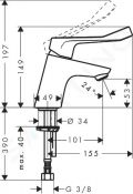 Hansgrohe Focus Pkov umvadlov batria 70 s predenou rukovou, chrm