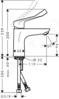 Hansgrohe Focus Umvadlov batria, CoolStart, chrm