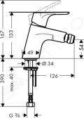 Hansgrohe Focus E2 Bidetov pkov batria s odtokovou spravou Push-Open, chrm