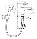 Hansgrohe Focus E2 Umvadlov batria 100, s runou sprchou Bidette, chrm