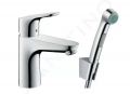 Hansgrohe Focus E2 Umvadlov batria 100, s runou sprchou Bidette, chrm