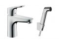 Hansgrohe Focus E2 Umvadlov batria 100, s runou sprchou Bidette, chrm