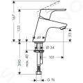 Hansgrohe Focus E2 Umvadlov batria, LowFlow 3,5 l/min, chrm