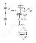 Grohe Eurostyle Cosmopolitan Pkov umvadlov batria, chrm